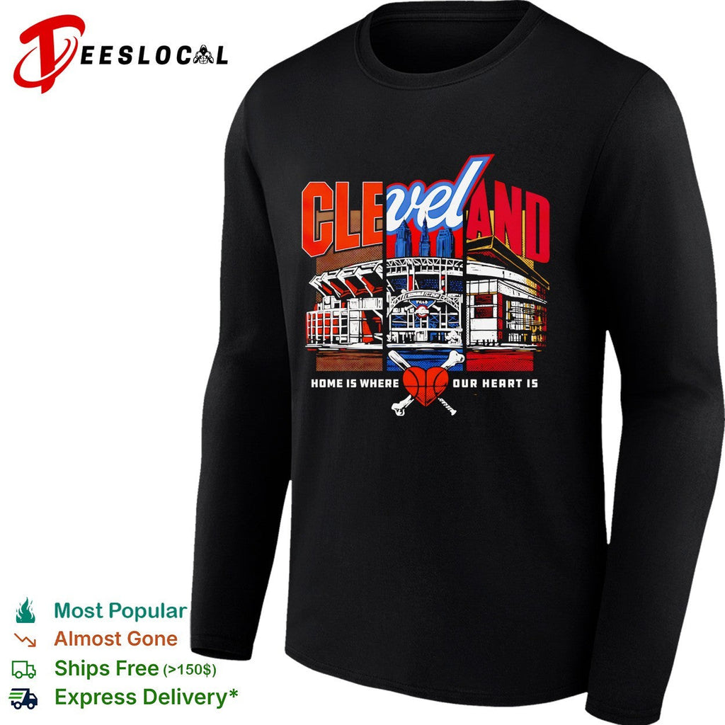 Cleveland baseball home is where our heart is stadium illustration shirt Unisex