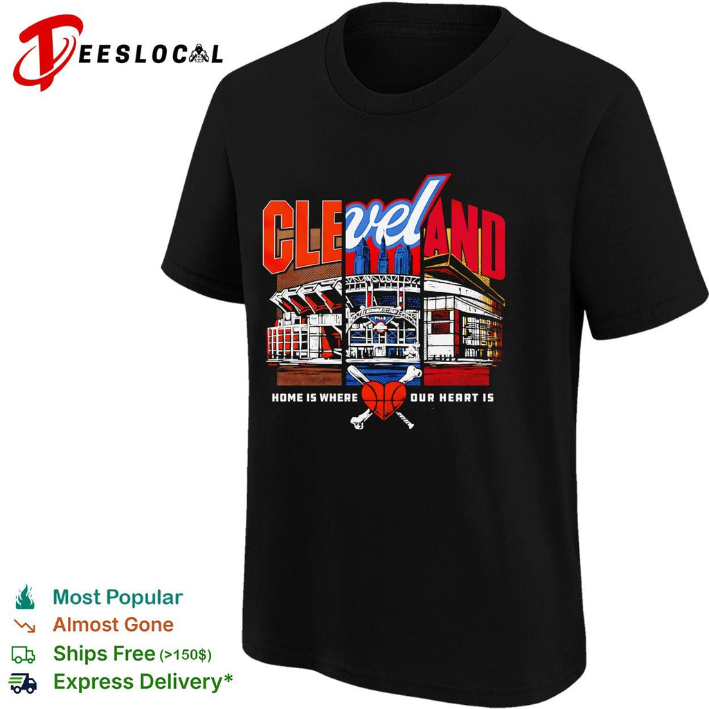 Cleveland baseball home is where our heart is stadium illustration shirt Unisex