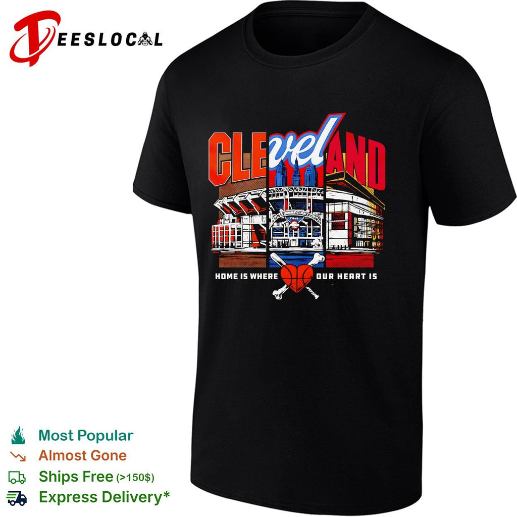 Cleveland baseball home is where our heart is stadium illustration shirt Unisex