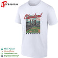 Cleveland baseball stadium skyline retro travel poster art shirt Unisex