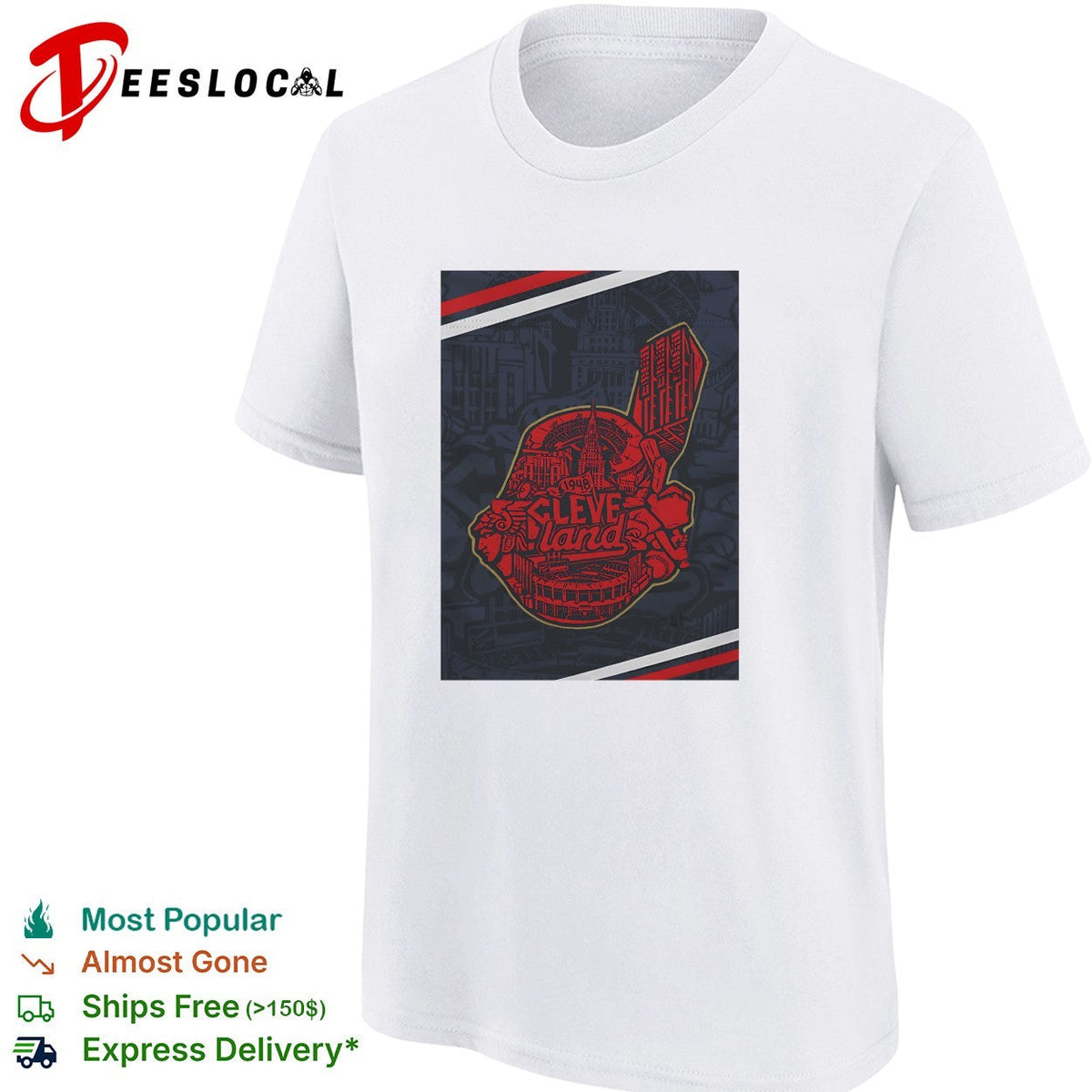Cleveland baseball team city mosaic logo art shirt Unisex