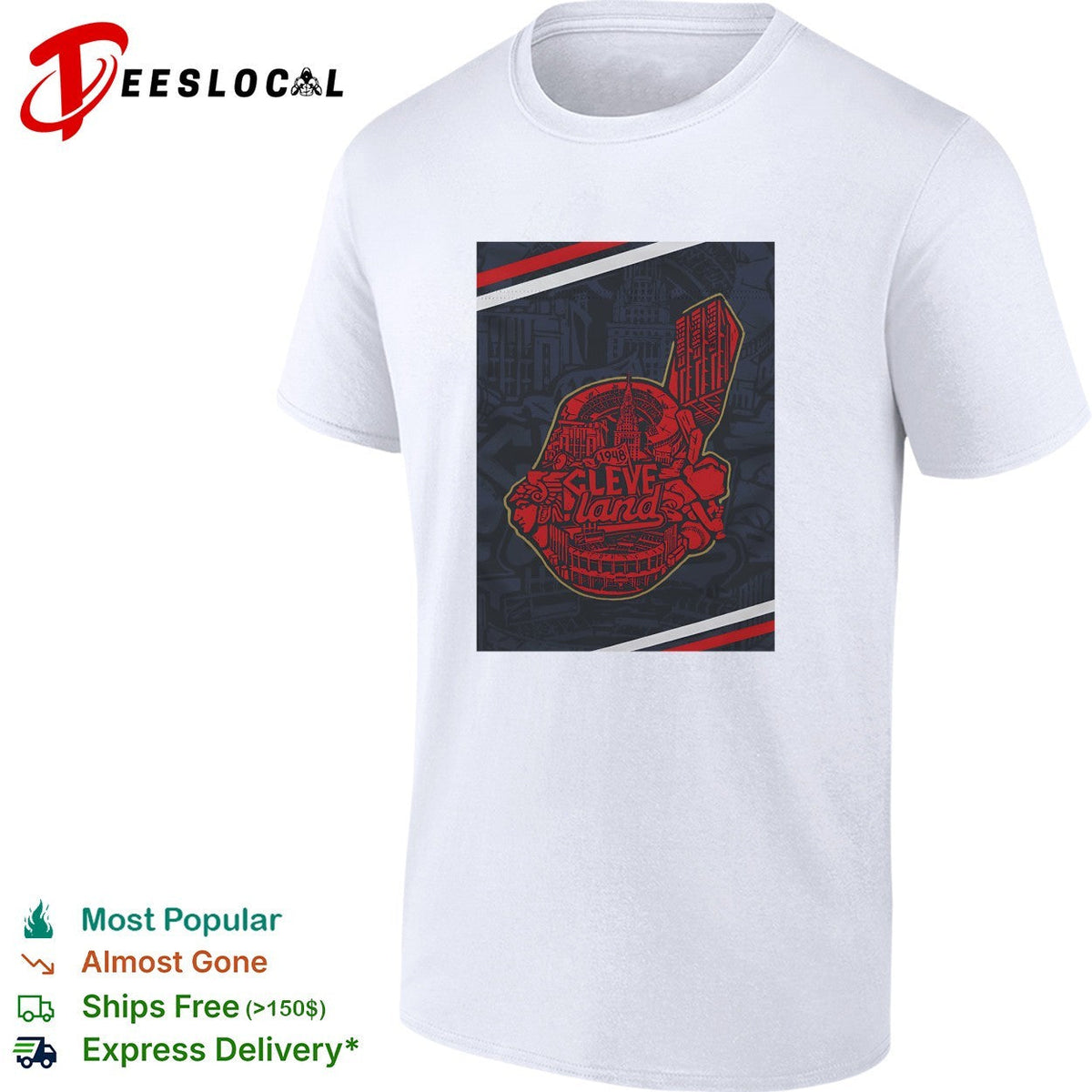 Cleveland baseball team city mosaic logo art shirt Unisex