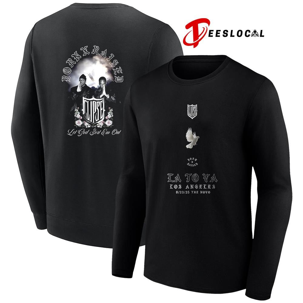 Clipse x Born X Raised Los Angeles to Virginia let God sort em out graphic shirt Unisex