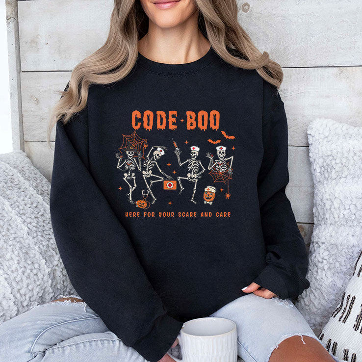 Code Boo Here For Your Scare And Care Nurse T Shirt
