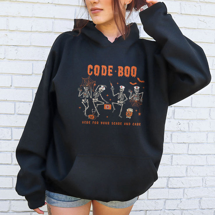 Code Boo Here For Your Scare And Care Nurse T Shirt