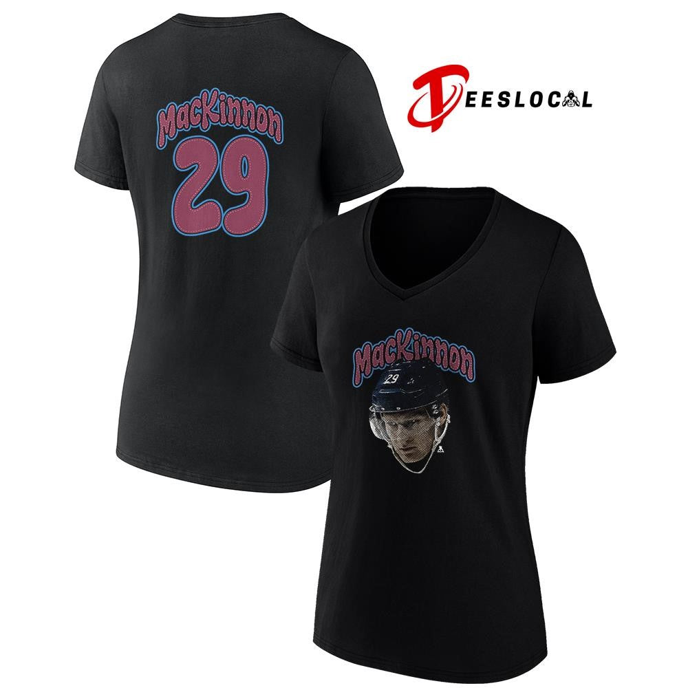 Colorado Avalanche Nathan MacKinnon portrait name and number shirt Unisex