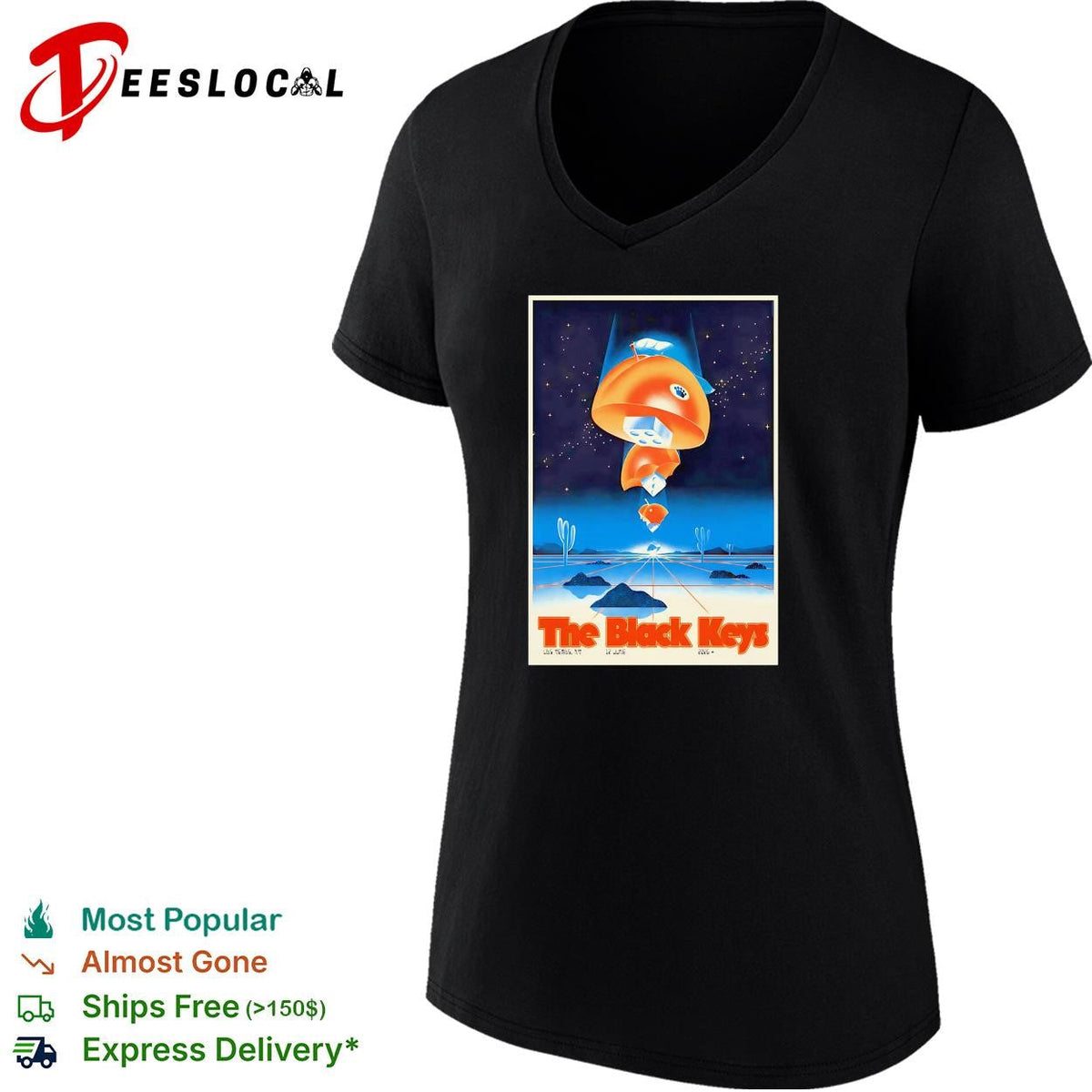 Concert poster floating fish space desert surreal vintage framed art shirt Unisex