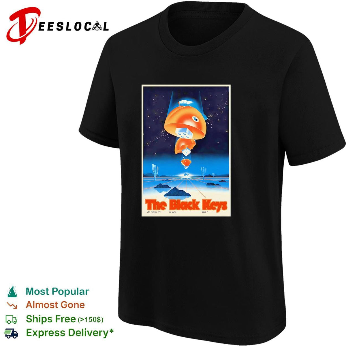Concert poster floating fish space desert surreal vintage framed art shirt Unisex