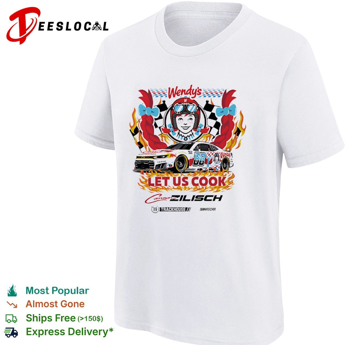Connor Zilisch Wendy’s Trackhouse Racing NASCAR Let Us Cook Race Car Graphic shirt Unisex