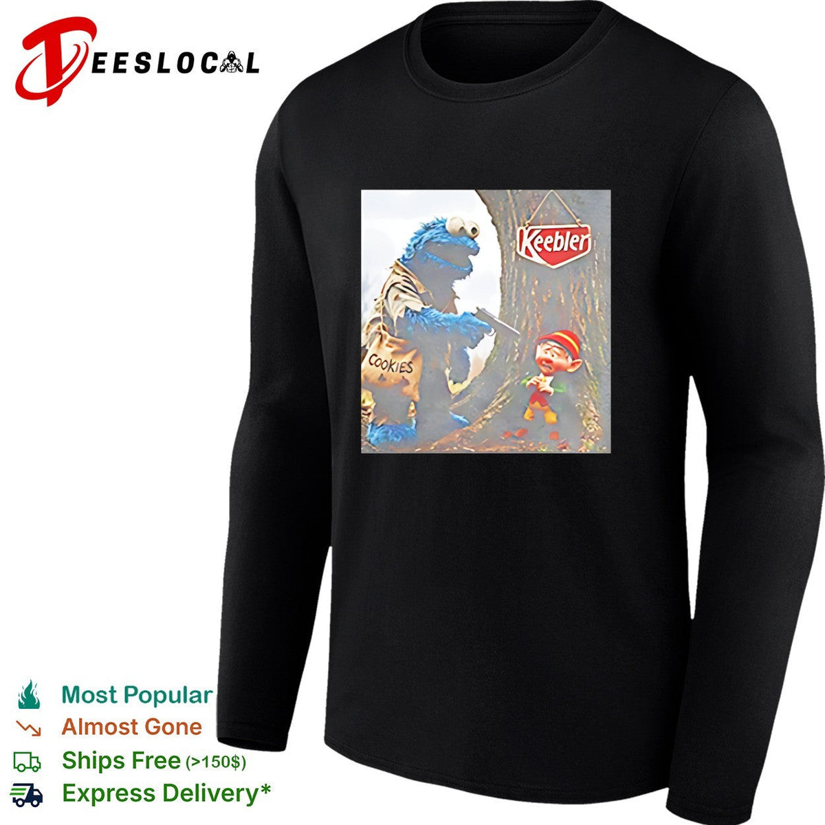 Cookie Monster Edgy Elf Keebler funny shirt Unisex
