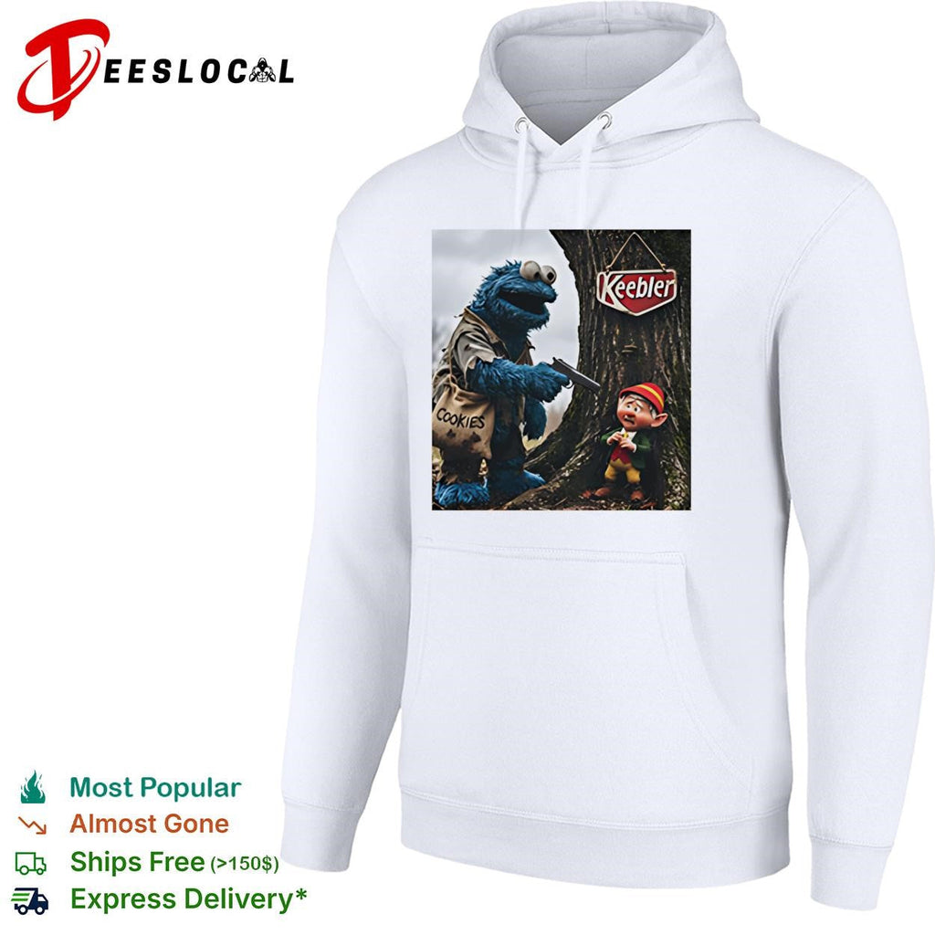 Cookie Monster robbing Keebler elf tree cookies humor shirt Unisex