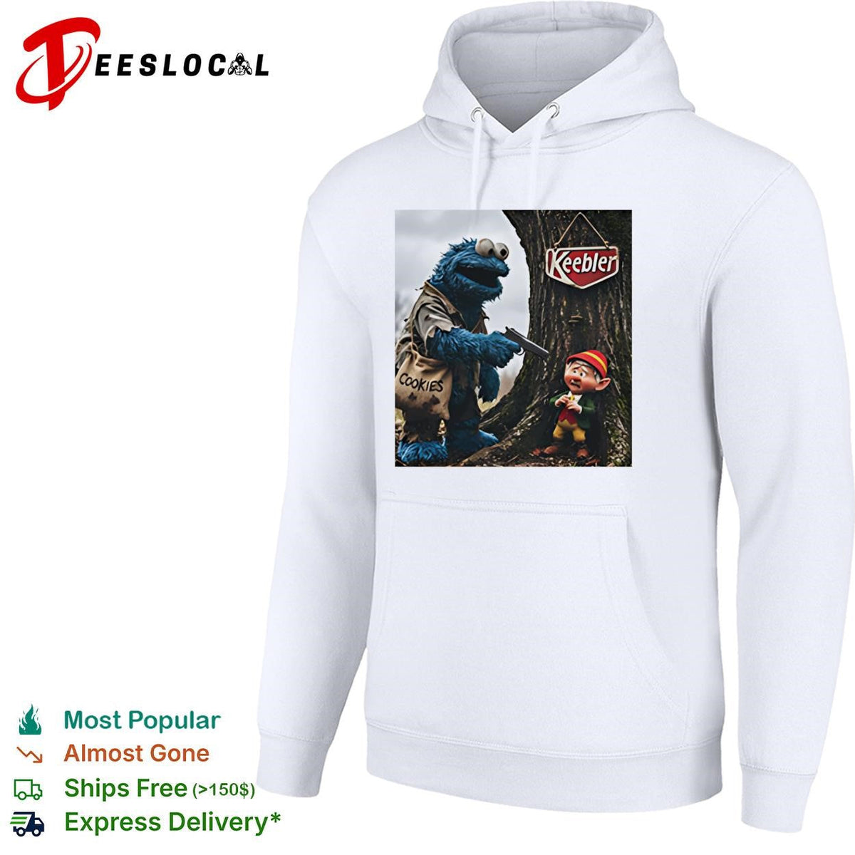Cookie Monster robbing Keebler elf tree cookies humor shirt Unisex