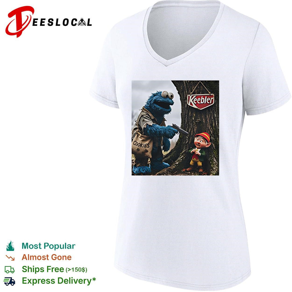 Cookie Monster robbing Keebler elf tree cookies humor shirt Unisex