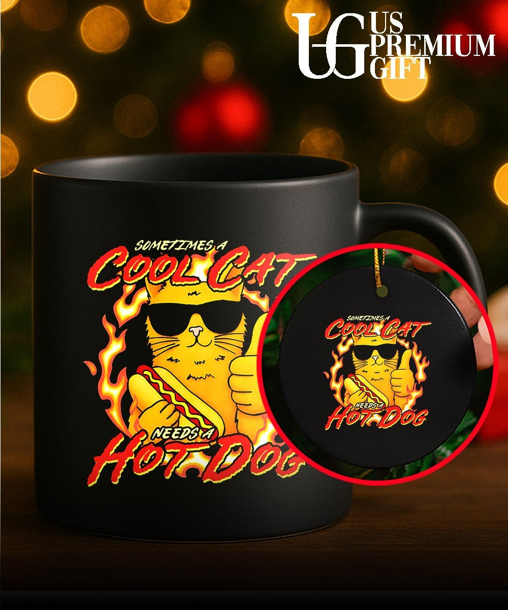 Cool Cat Needs a Hot Dog shirt Unisex