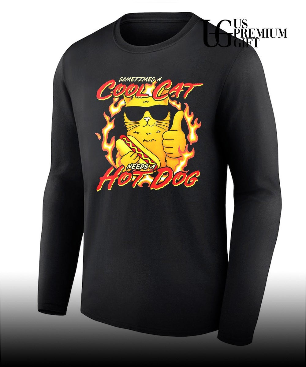 Cool Cat Needs a Hot Dog shirt Unisex
