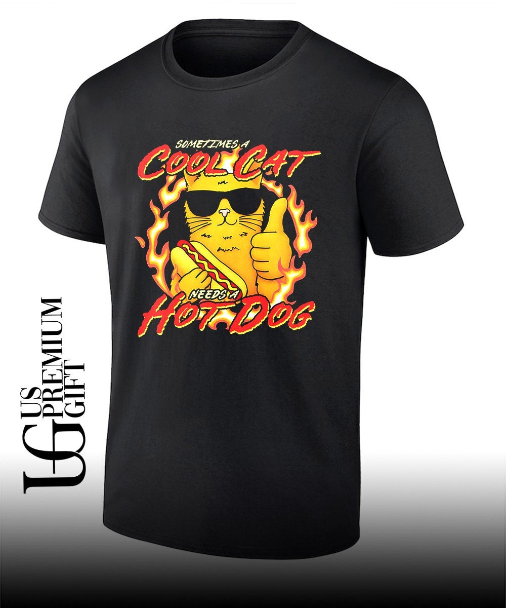 Cool Cat Needs a Hot Dog shirt Unisex