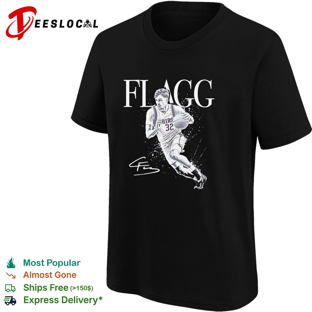 Cooper Flagg Dallas Mavericks number 32 NBA action portrait shirt Unisex