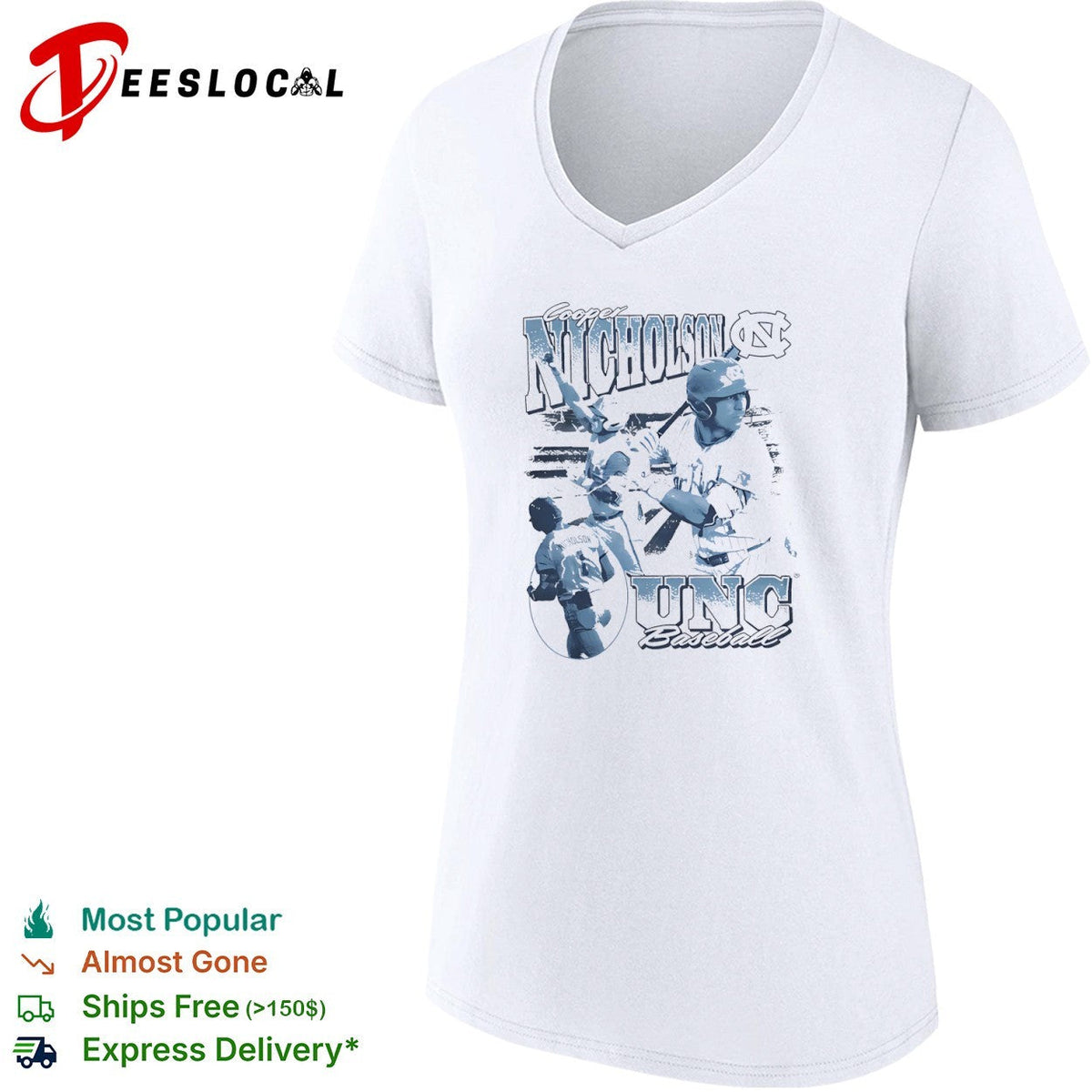 Cooper Nicholson UNC player collage baseball shirt Unisex