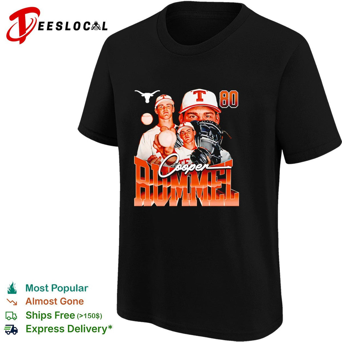 Cooper Rummel Texas Longhorns 80 NCAA Baseball Player Shirt Unisex