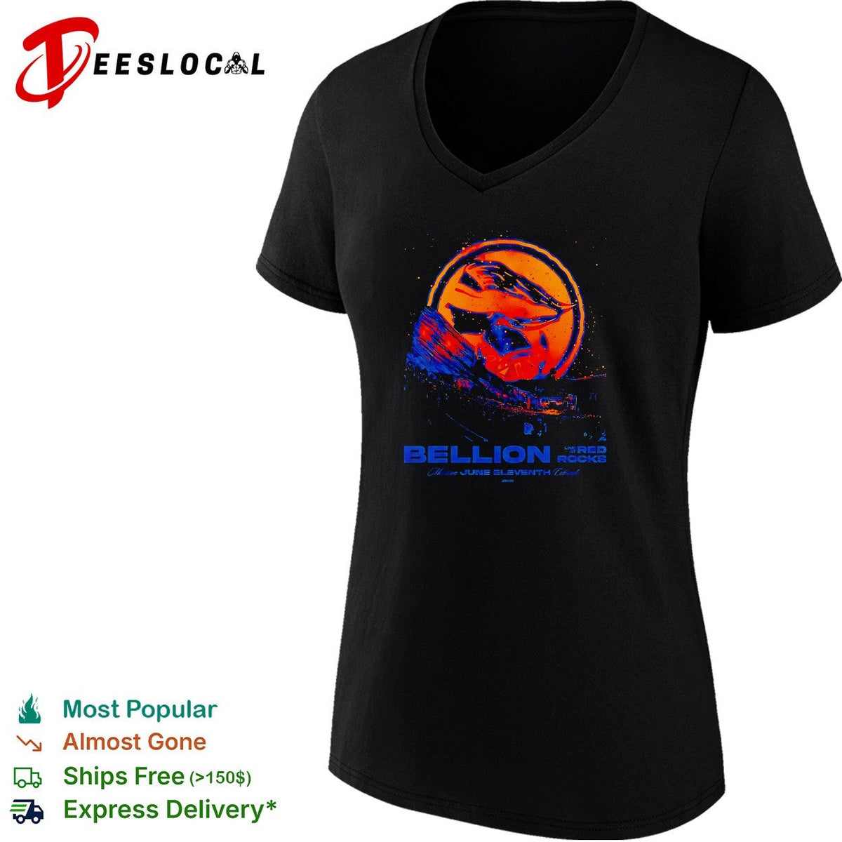 Cosmic glowing orb Red Rocks amphitheater June 11 concert blue orange art shirt Unisex