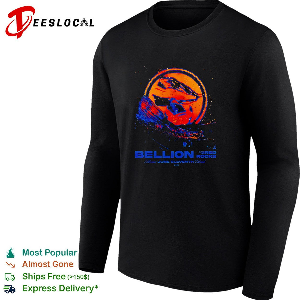 Cosmic glowing orb Red Rocks amphitheater June 11 concert blue orange art shirt Unisex