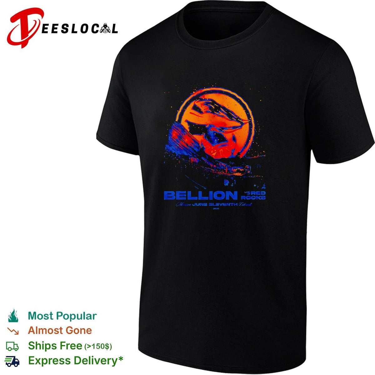 Cosmic glowing orb Red Rocks amphitheater June 11 concert blue orange art shirt Unisex