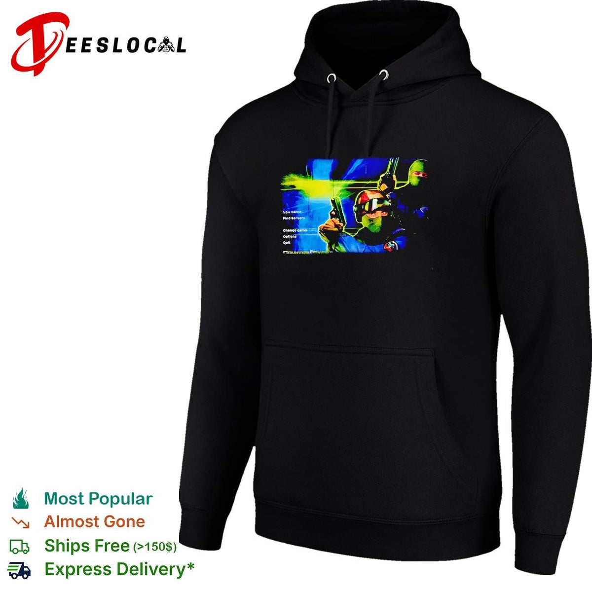 Counter Strike New Game Find Servers Change game Options Quit shirt Unisex