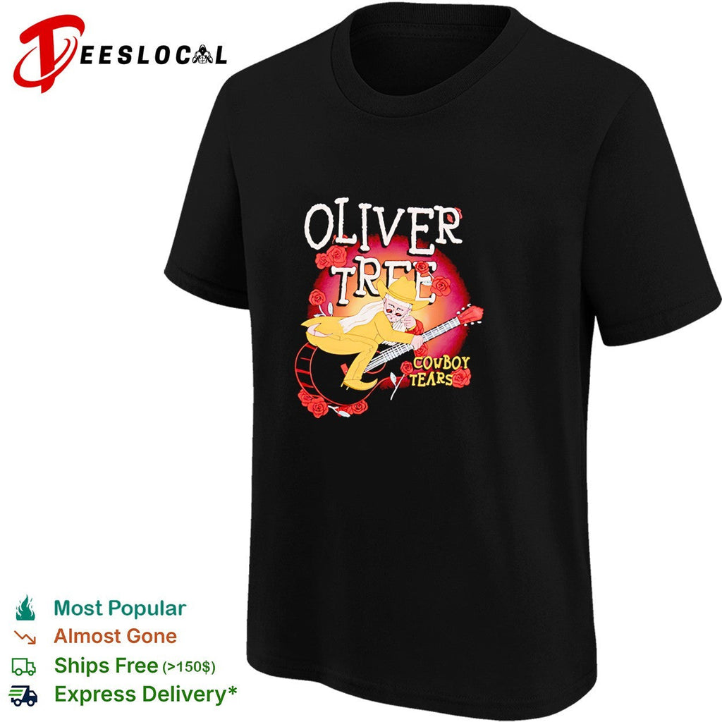 Cowboy guitar cartoon musician roses concert art shirt Unisex