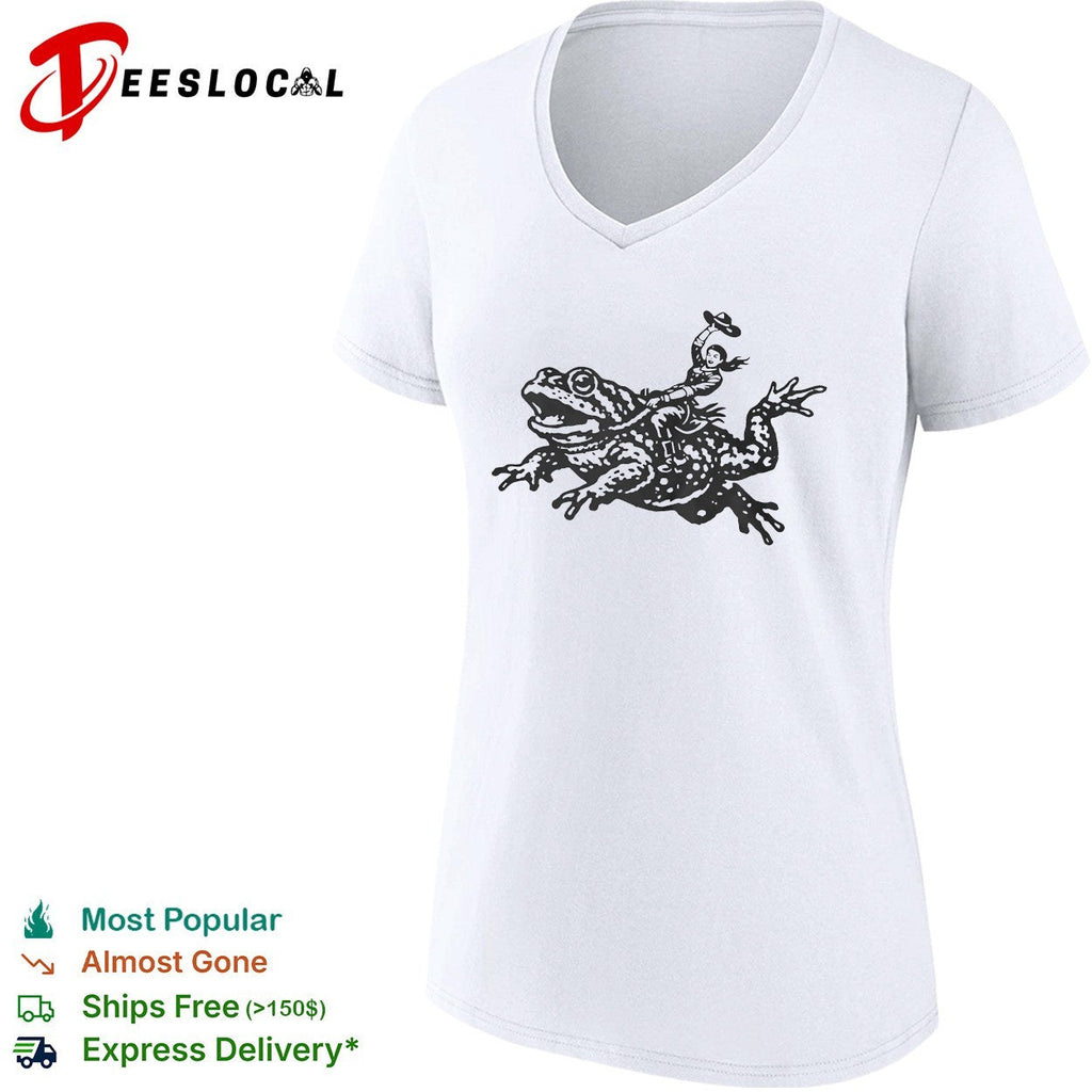 Cowgirl Riding a Toad Illustration Western Folk Art Pop Culture Apparel Shirt Unisex