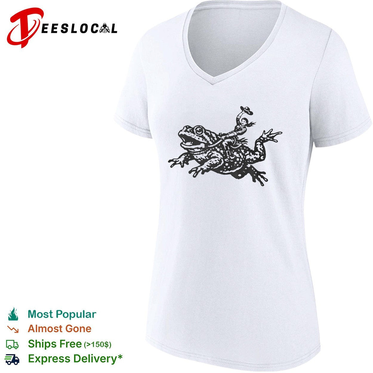 Cowgirl Riding a Toad Illustration Western Folk Art Pop Culture Apparel Shirt Unisex