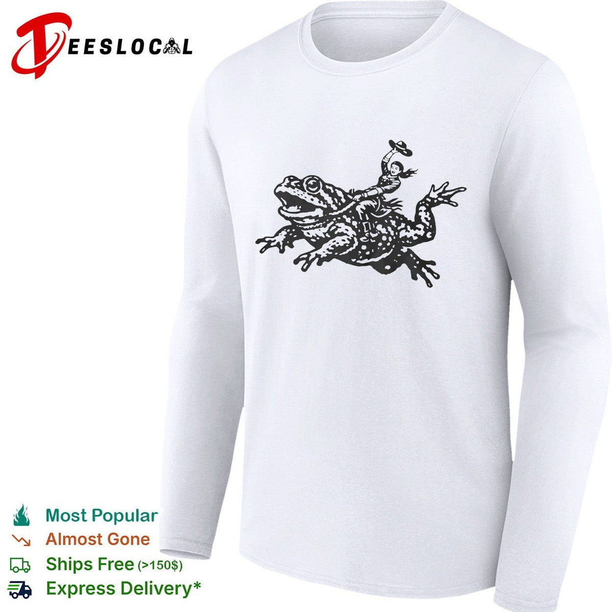 Cowgirl Riding a Toad Illustration Western Folk Art Pop Culture Apparel Shirt Unisex