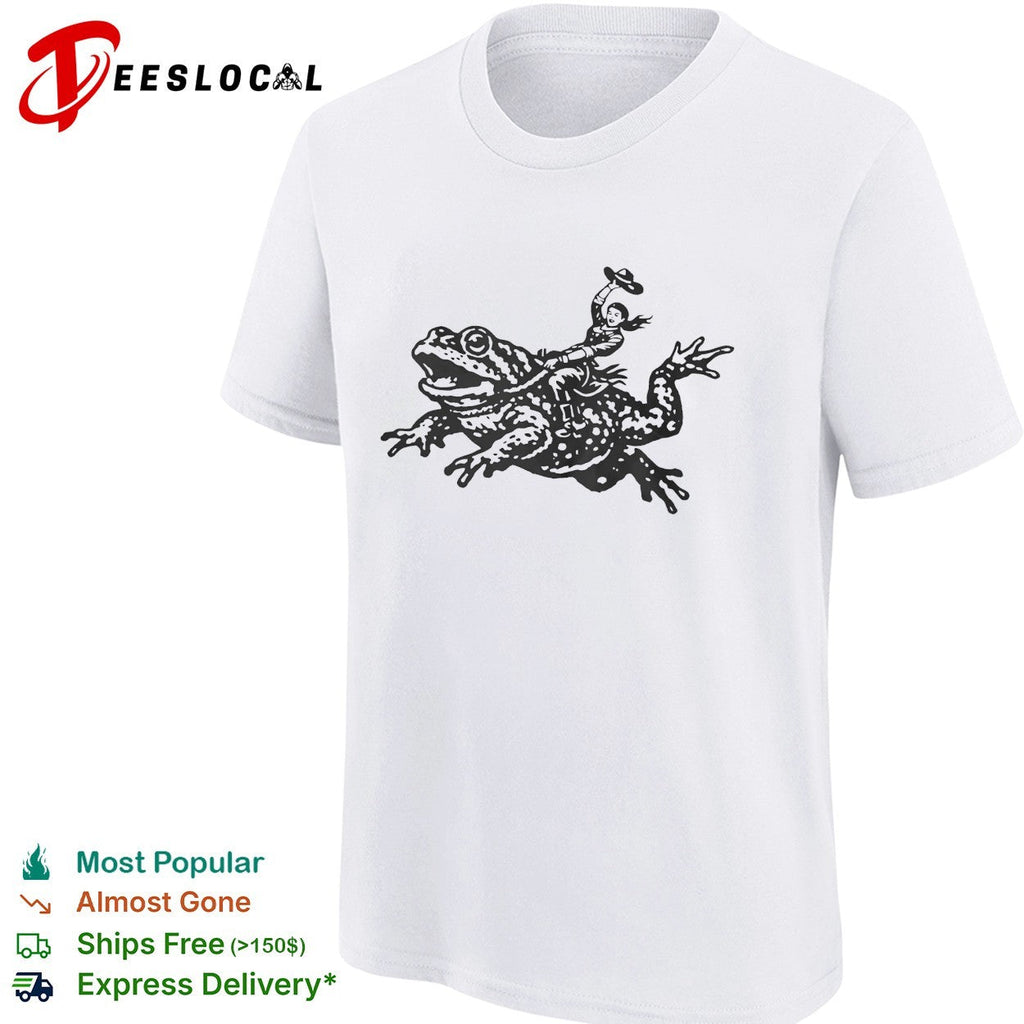 Cowgirl Riding a Toad Illustration Western Folk Art Pop Culture Apparel Shirt Unisex