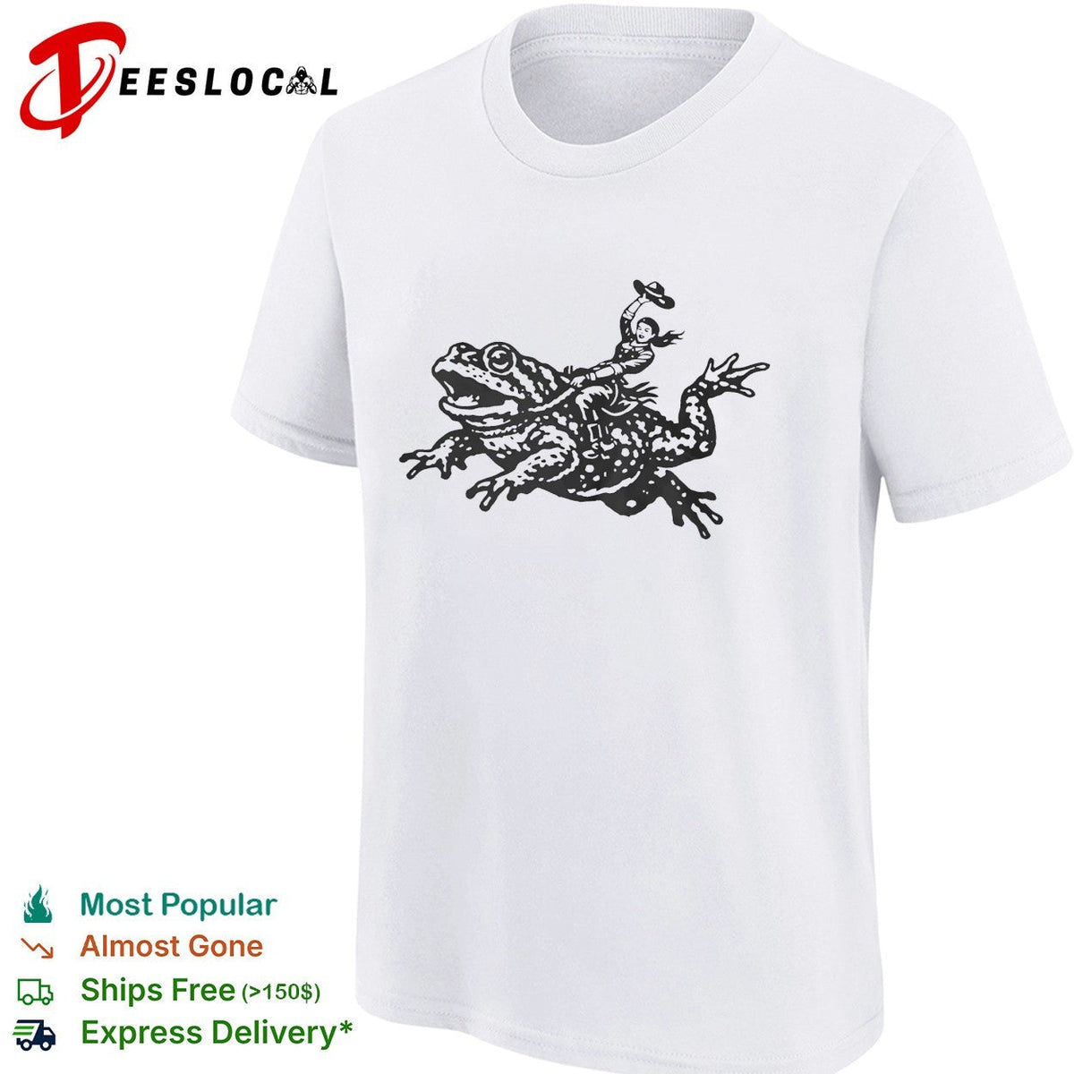 Cowgirl Riding a Toad Illustration Western Folk Art Pop Culture Apparel Shirt Unisex