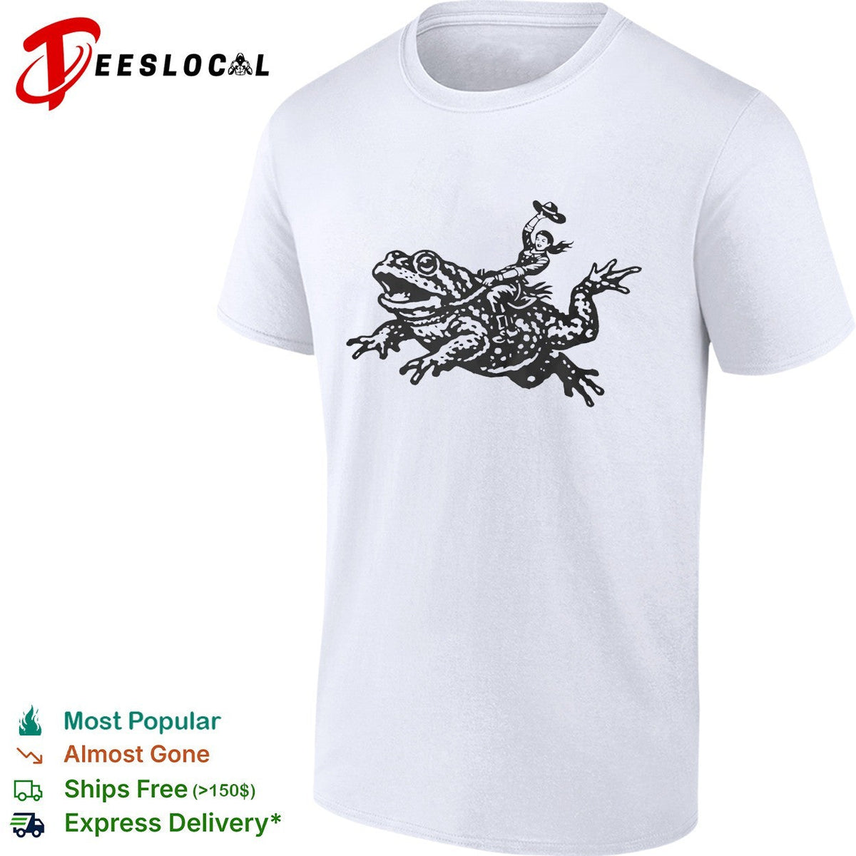 Cowgirl Riding a Toad Illustration Western Folk Art Pop Culture Apparel Shirt Unisex