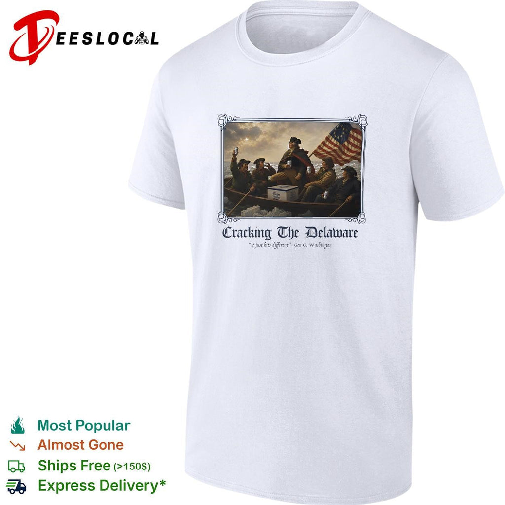Cracking the Delaware George Washington crossing river beer parody graphic shirt Unisex