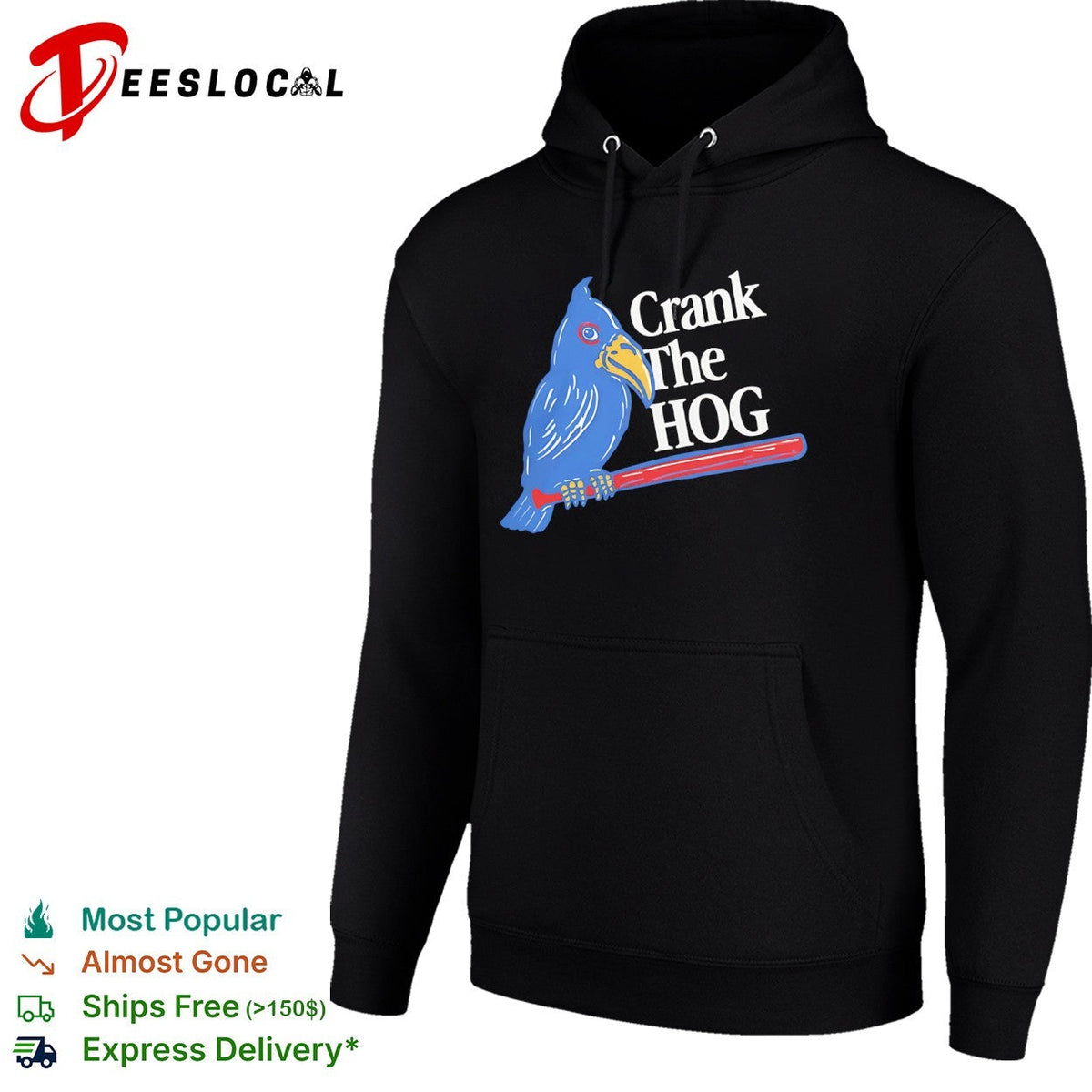 Crank The HOG Kansas Jayhawks Mascot Baseball Bird Logo NCAA University shirt Unisex