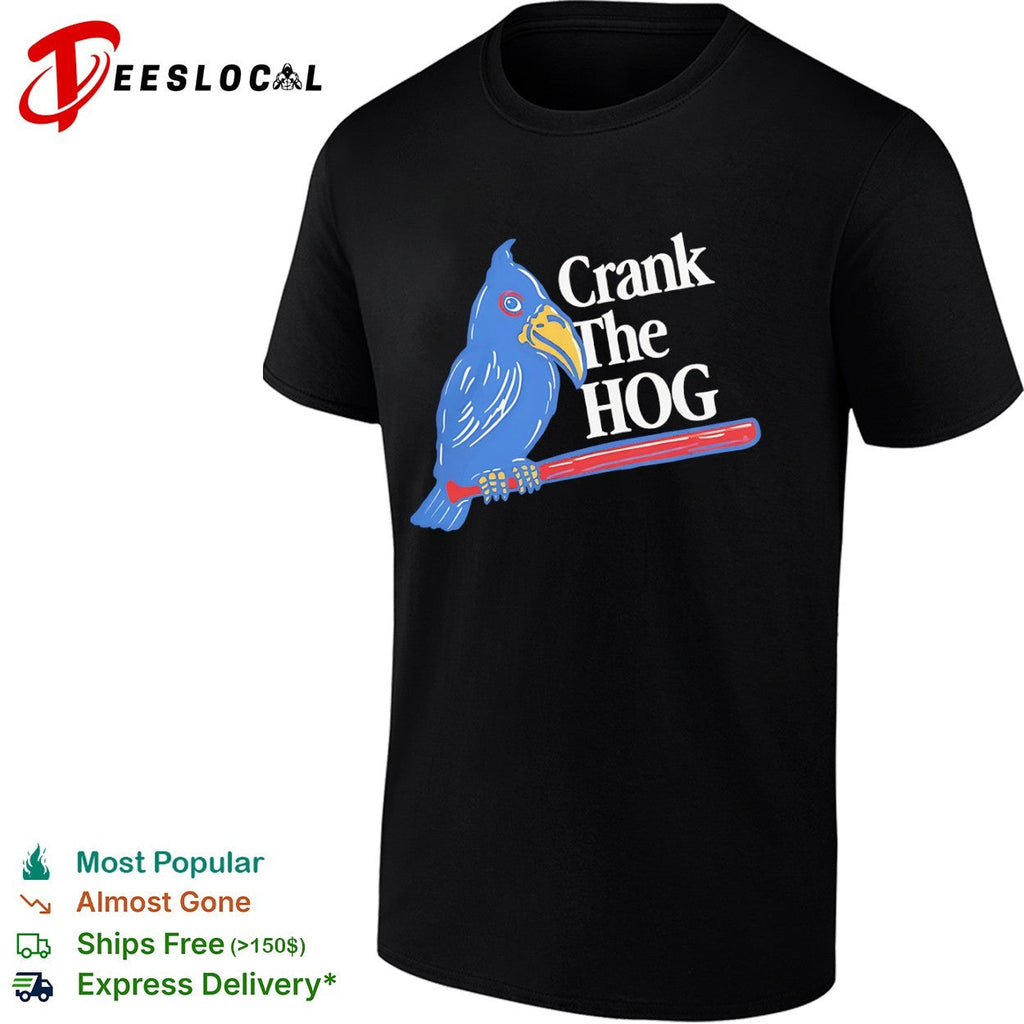 Crank The HOG Kansas Jayhawks Mascot Baseball Bird Logo NCAA University shirt Unisex