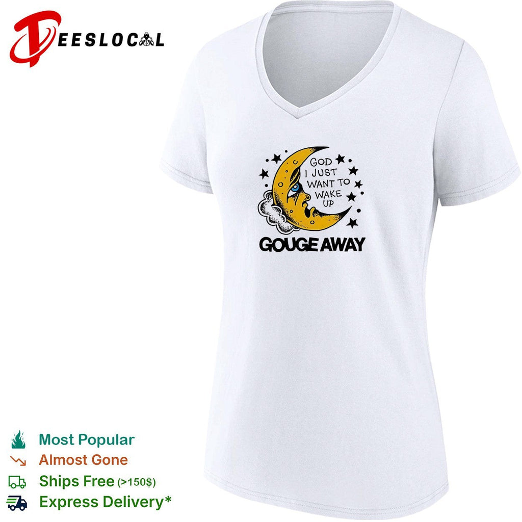 Crescent moon face God I just want to wake up stars quote white shirt Unisex