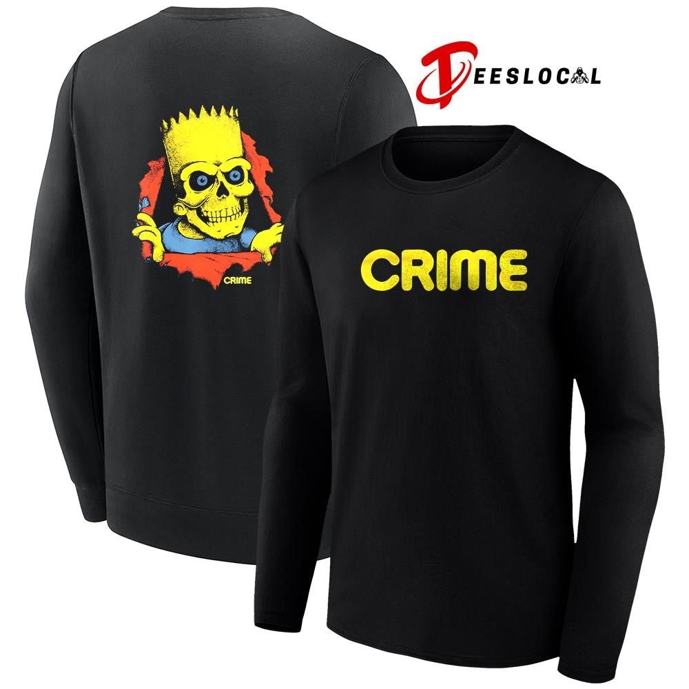 Crime x Bart Red Skull cartoon shirt Unisex