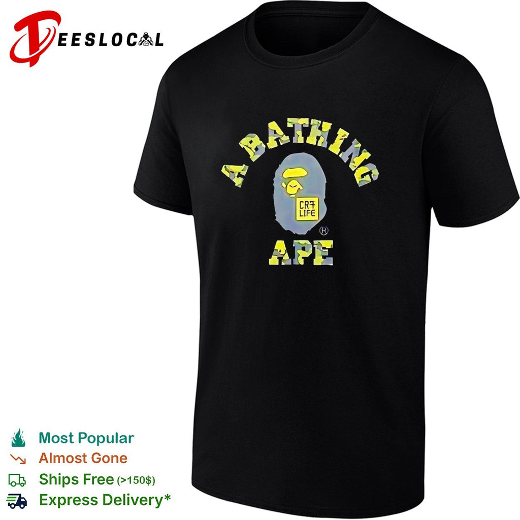 Cristiano Ronaldo CR7 Life A Bathing Ape BAPE camouflage logo cotton shirt Unisex