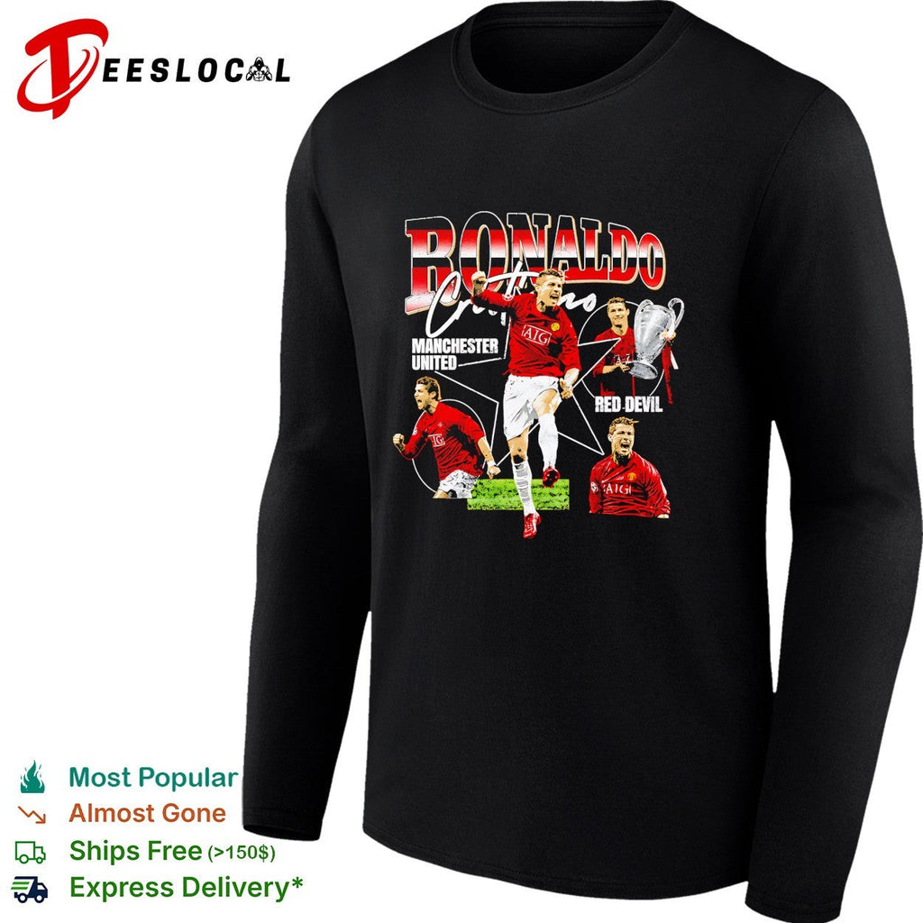 Cristiano Ronaldo Manchester United red devil portrait shirt Unisex