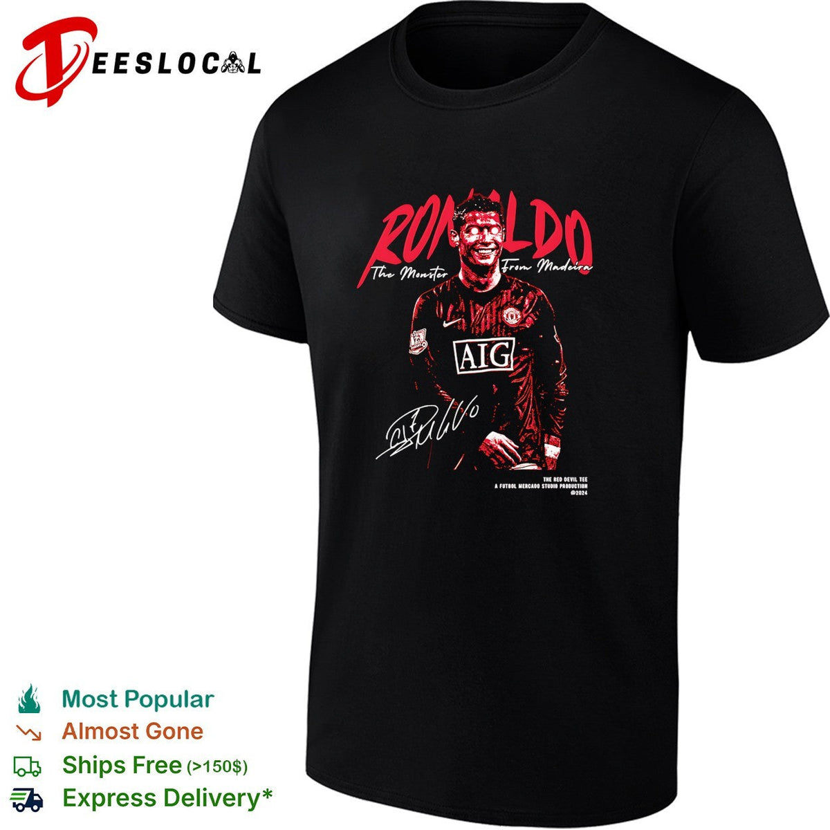 Cristiano Ronaldo Manchester United the monster from Madeira signature shirt Unisex