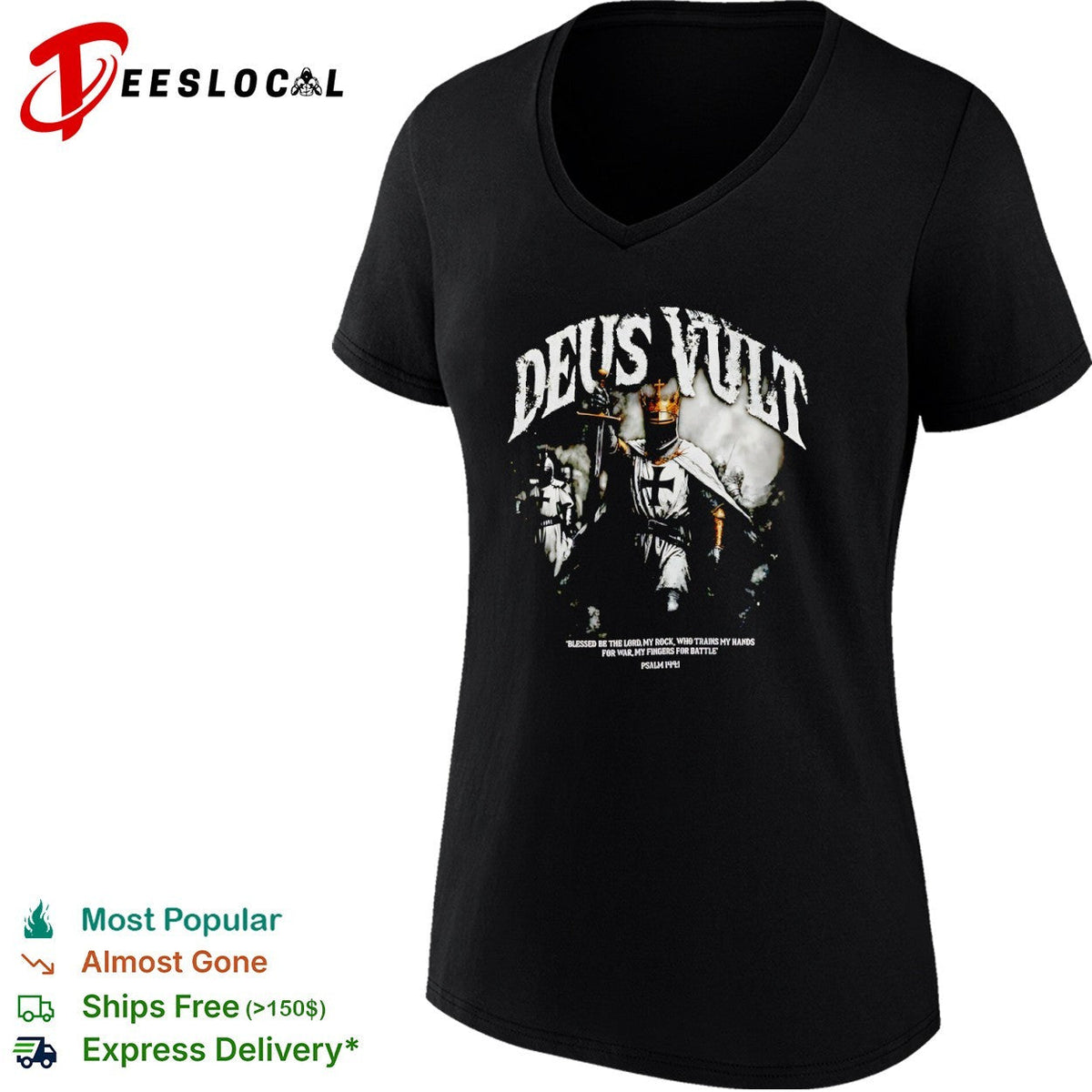 Crusader Deus Vult religious knight sword blessed be the Lord shirt Unisex