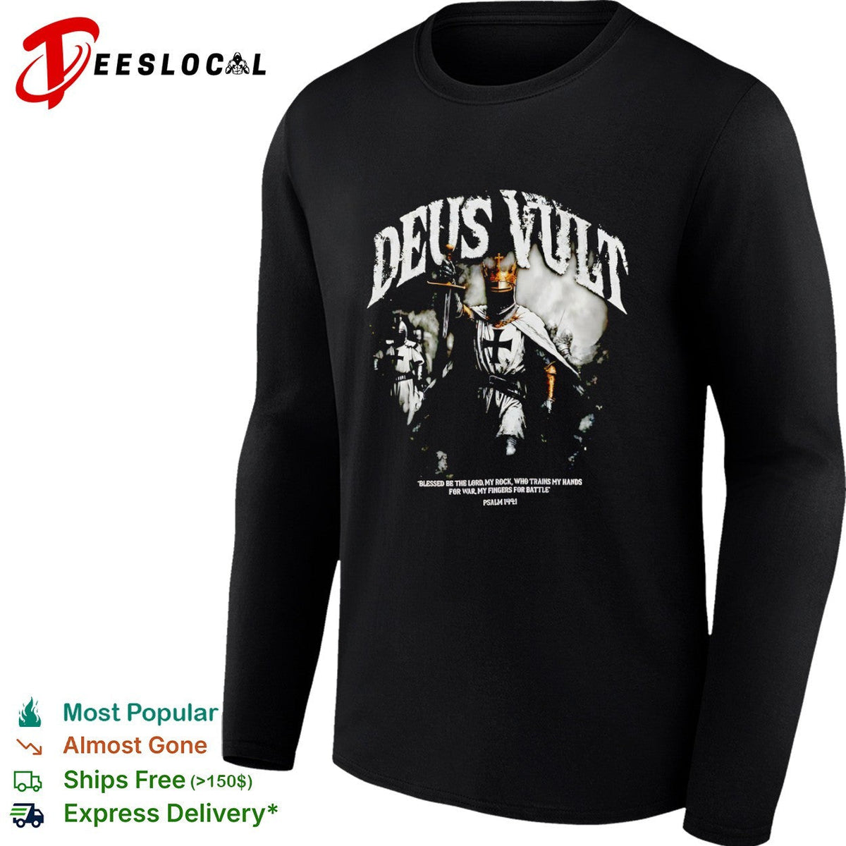 Crusader Deus Vult religious knight sword blessed be the Lord shirt Unisex