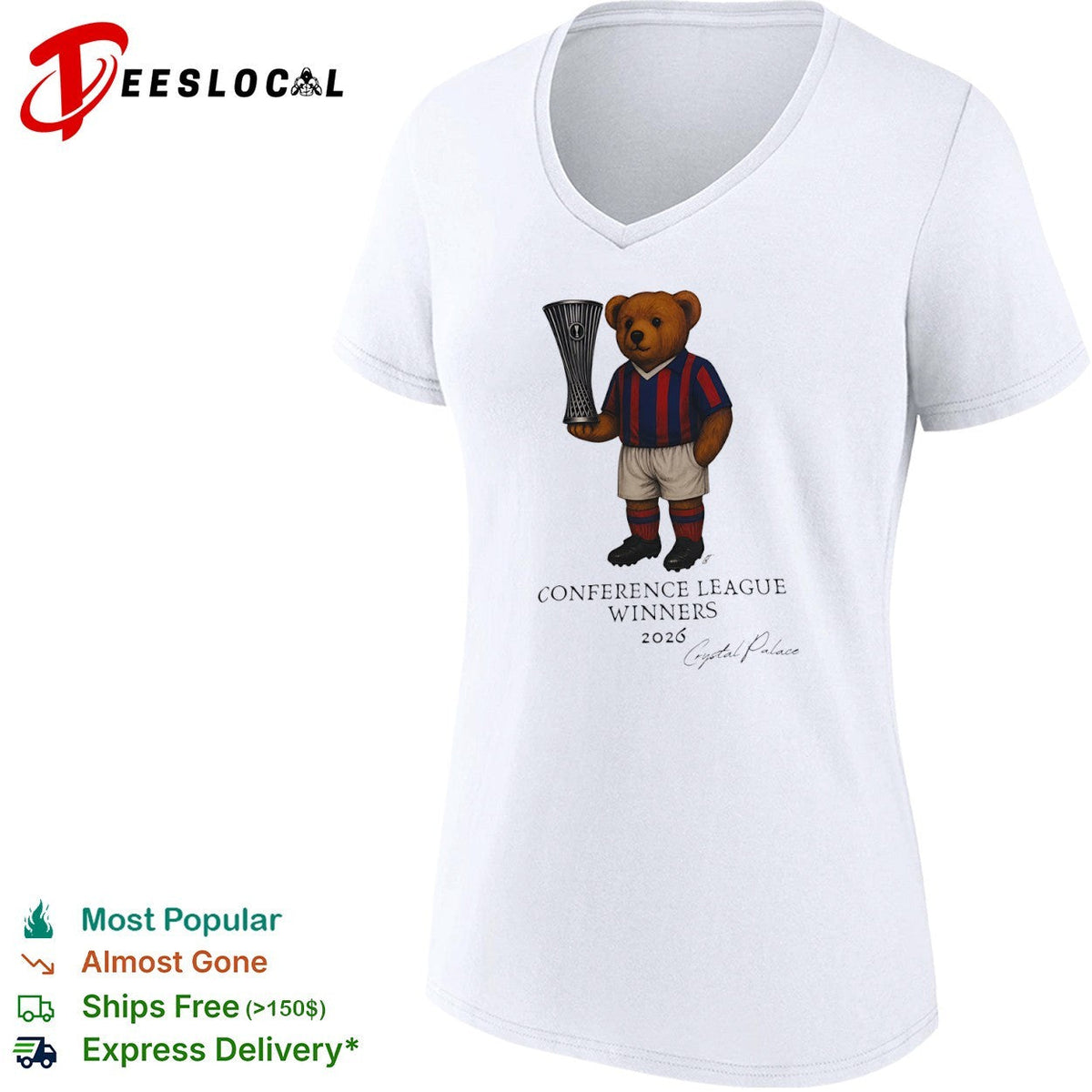 Crystal Palace 2026 Conference League Winners teddy bear illustration football shirt Unisex