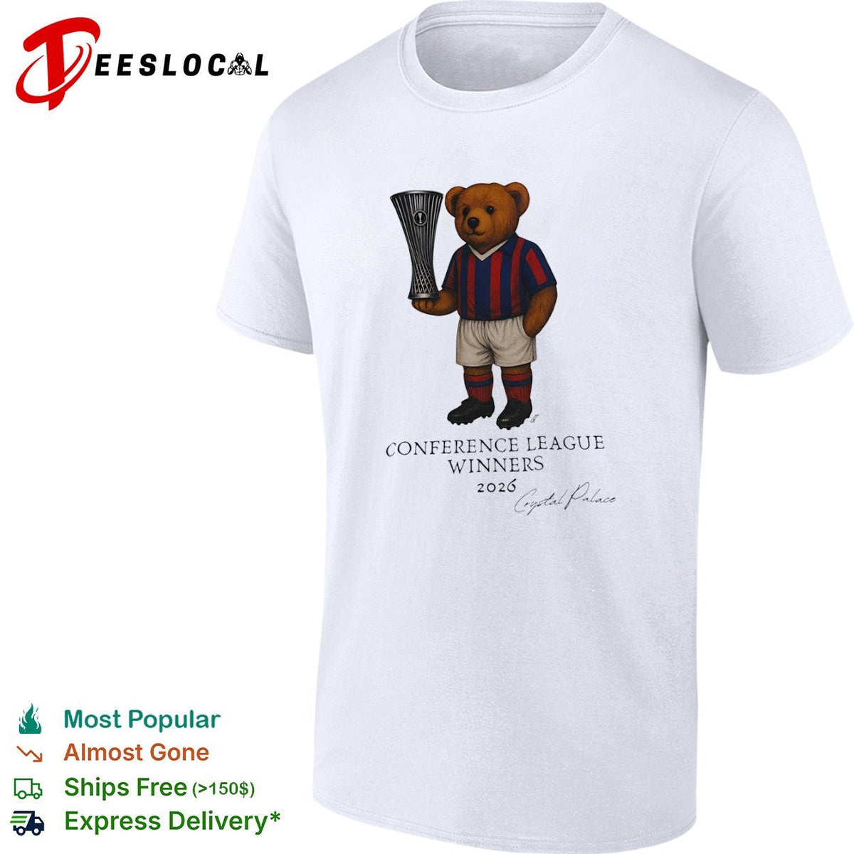 Crystal Palace 2026 Conference League Winners teddy bear illustration football shirt Unisex