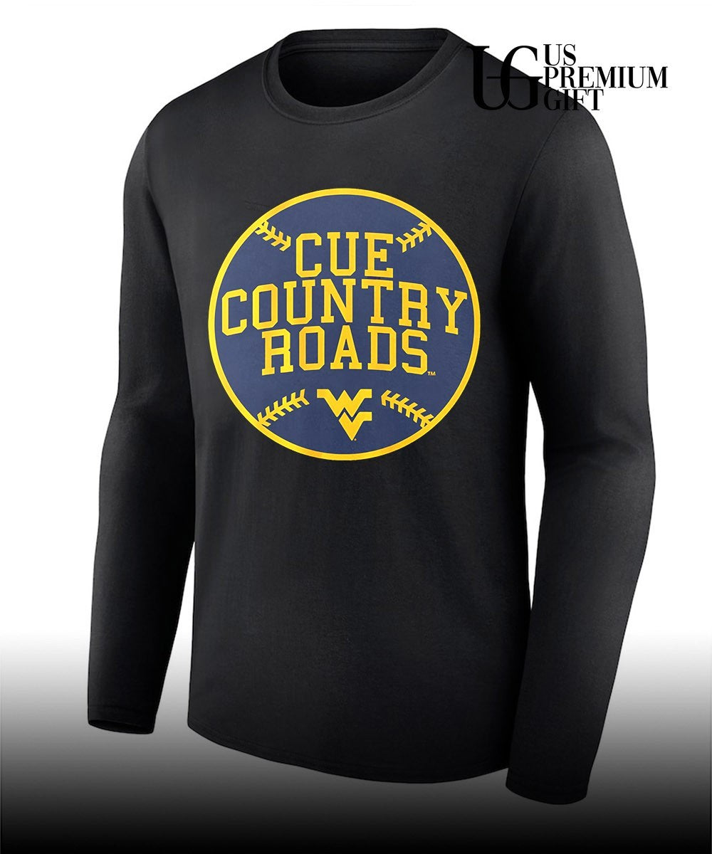 Cue Country Roads West Virginia Mountaineers baseball shirt Unisex