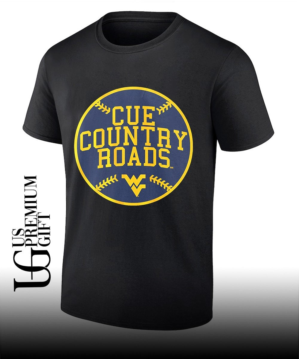 Cue Country Roads West Virginia Mountaineers baseball shirt Unisex