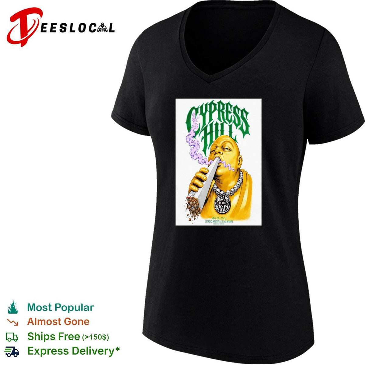 Cypress Hill Estadio Malvinas Argentinas 2026 poster shirt Unisex
