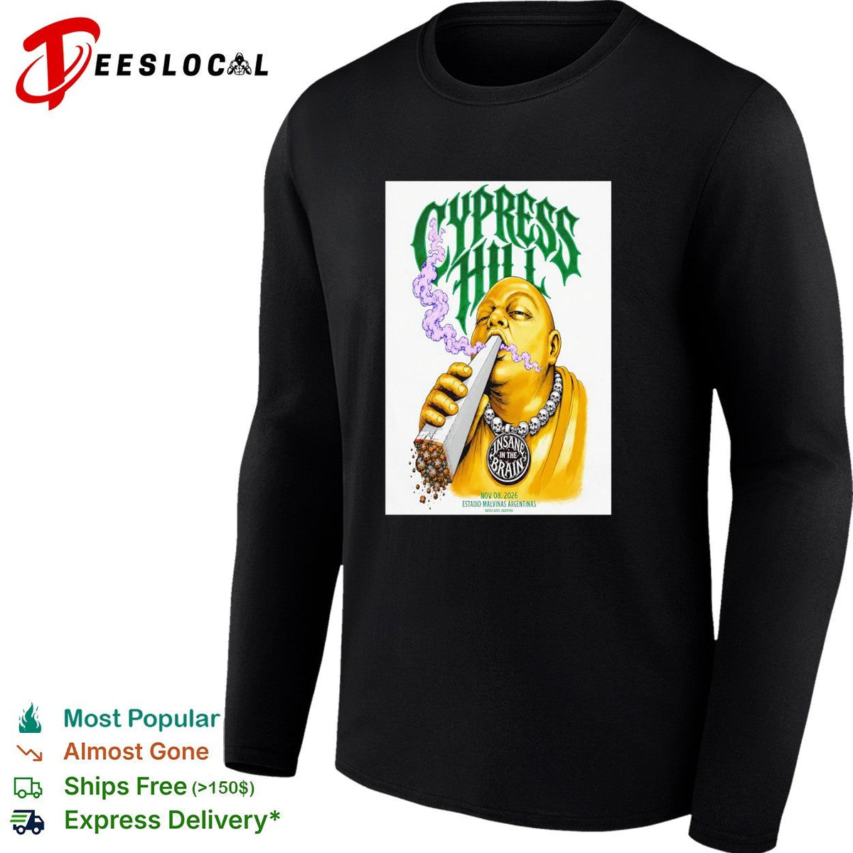 Cypress Hill Estadio Malvinas Argentinas 2026 poster shirt Unisex